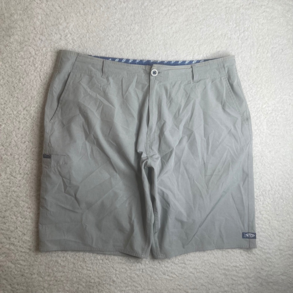AFTCO Mens 38 Fishing Shorts Gray Performance Stretch Hybrid Cargo 51703-00